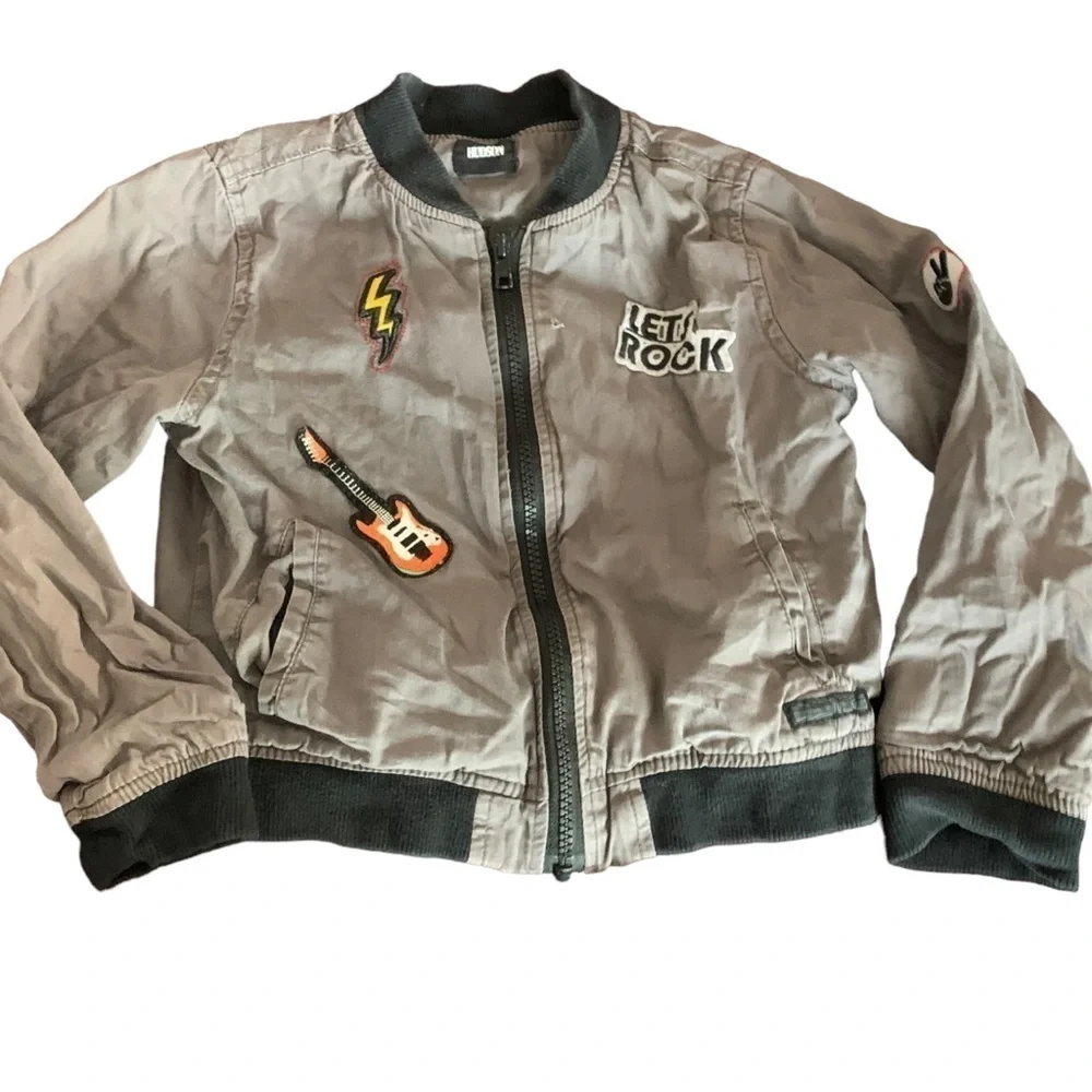 Hudson boys size 6 grey Let's Rock Bomber Jacket